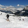Am Gr&ouml;dner Joch verbinden sich die Skigebiete von Alta Badia und dem Gr&ouml;dental. Foto: BS, &copy; Peer